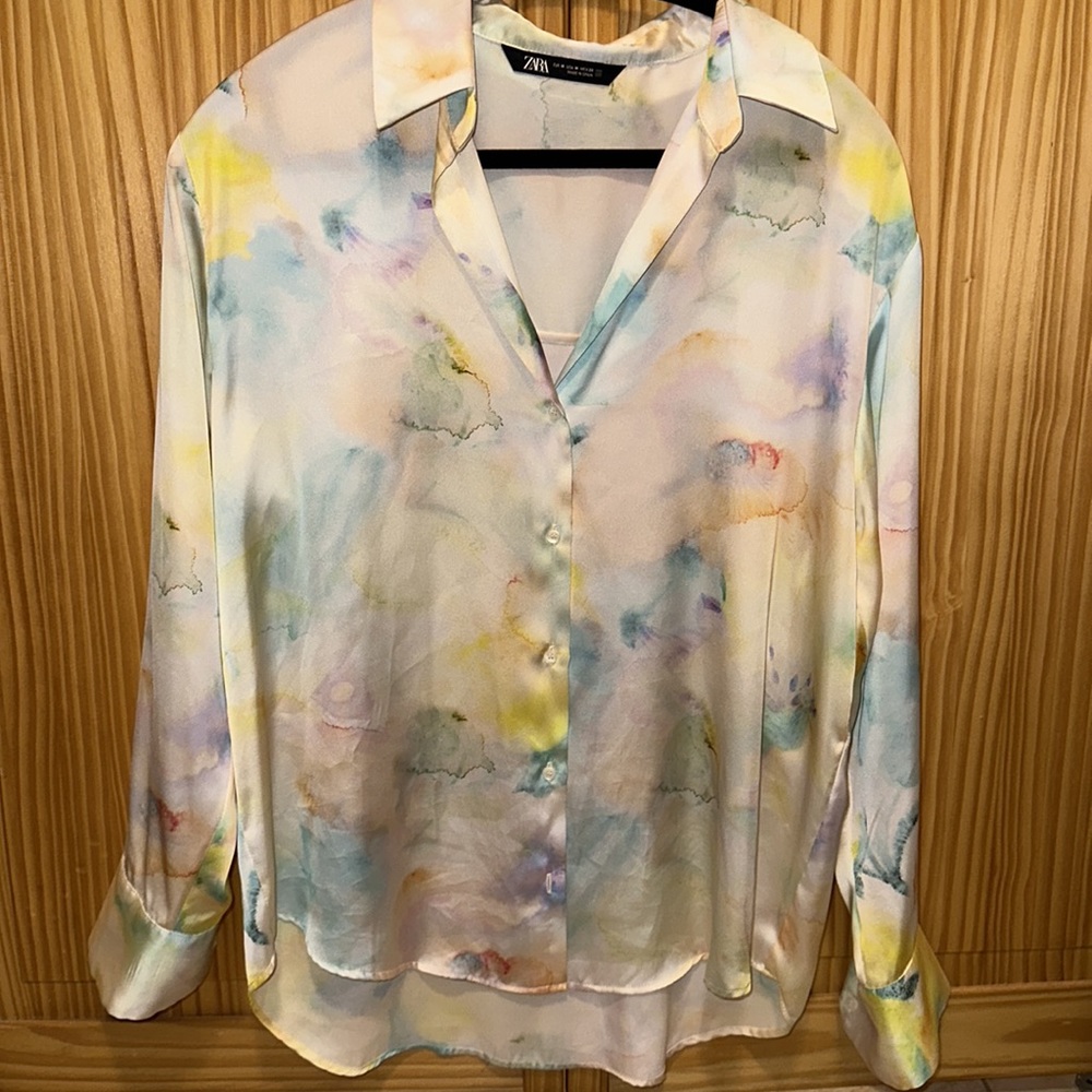 Zara Multi-Colored Button Down Blouse - image 5